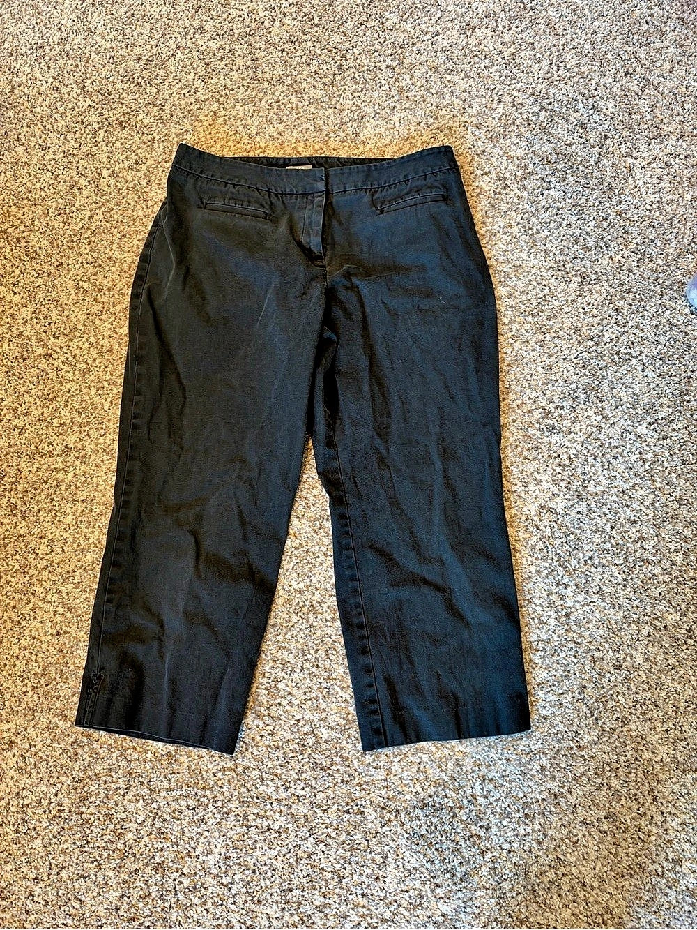 J.Jill Cotton-Blend Twill Stretch Capris in Black Size 12